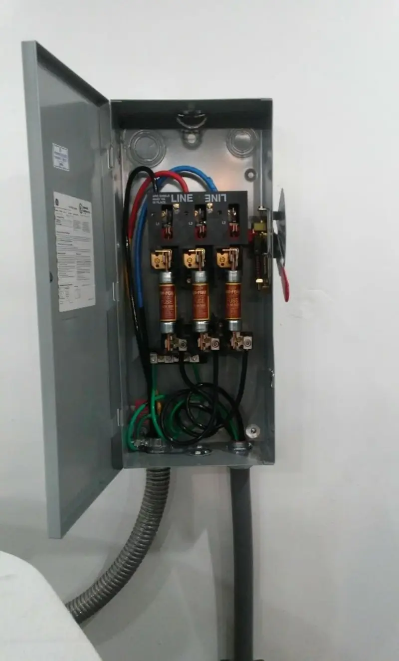 Three-phase disconnect switch installed for Electrical Wiring & Rewiring in Denton